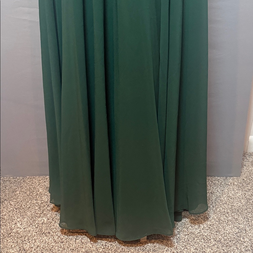 Jenny Yoo James Forest Green Chiffon Bridesmaid Gown‎ Size 2 NWT - Picture 6 of 14